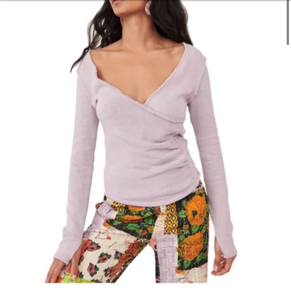 Free People Women’s Like A Boss Top Shirt Small Long Sleeve Tee Silverberry NWT - Picture 3 of 8